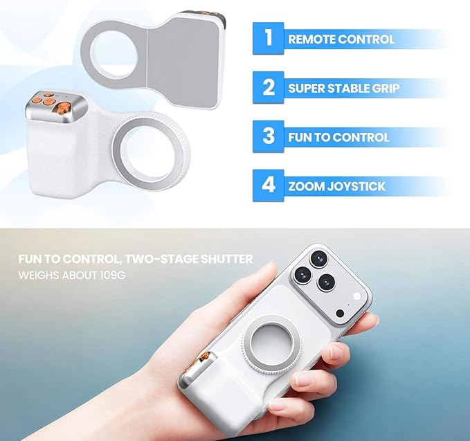 Magnetic Phone Camera Grip with Bluetooth Shutter