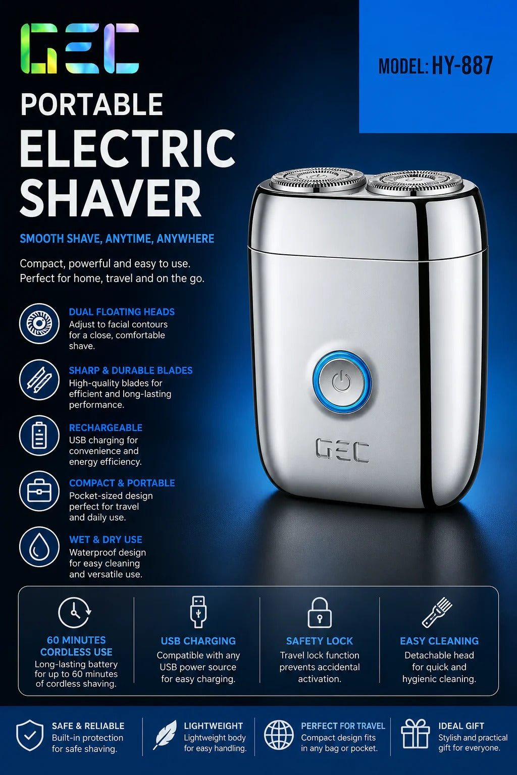 GEC Rechargeable Electric Shaver (Wet & Dry)